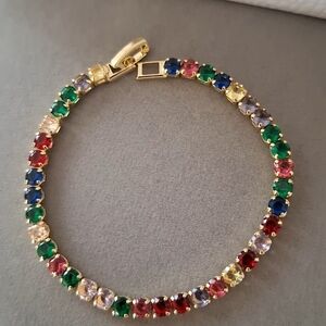 Mother of birth cushion shape diamond cut tennis bracelet 4mm